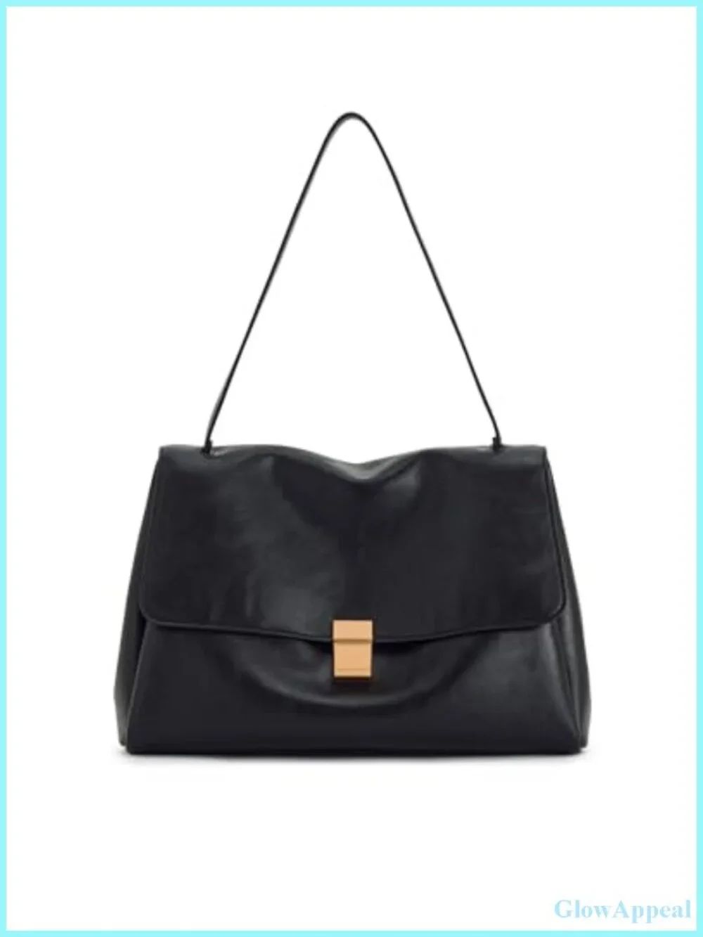 Vegan Leather Shoulder Bag Satchel Gold Hardware Fits iPad